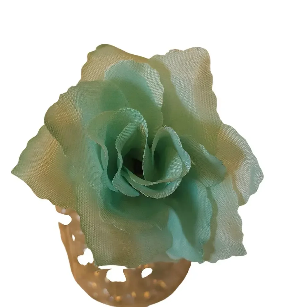 Artificial Mint Aqua Green Roses Lot of 50 2.5in Short Stems Wedding Craft